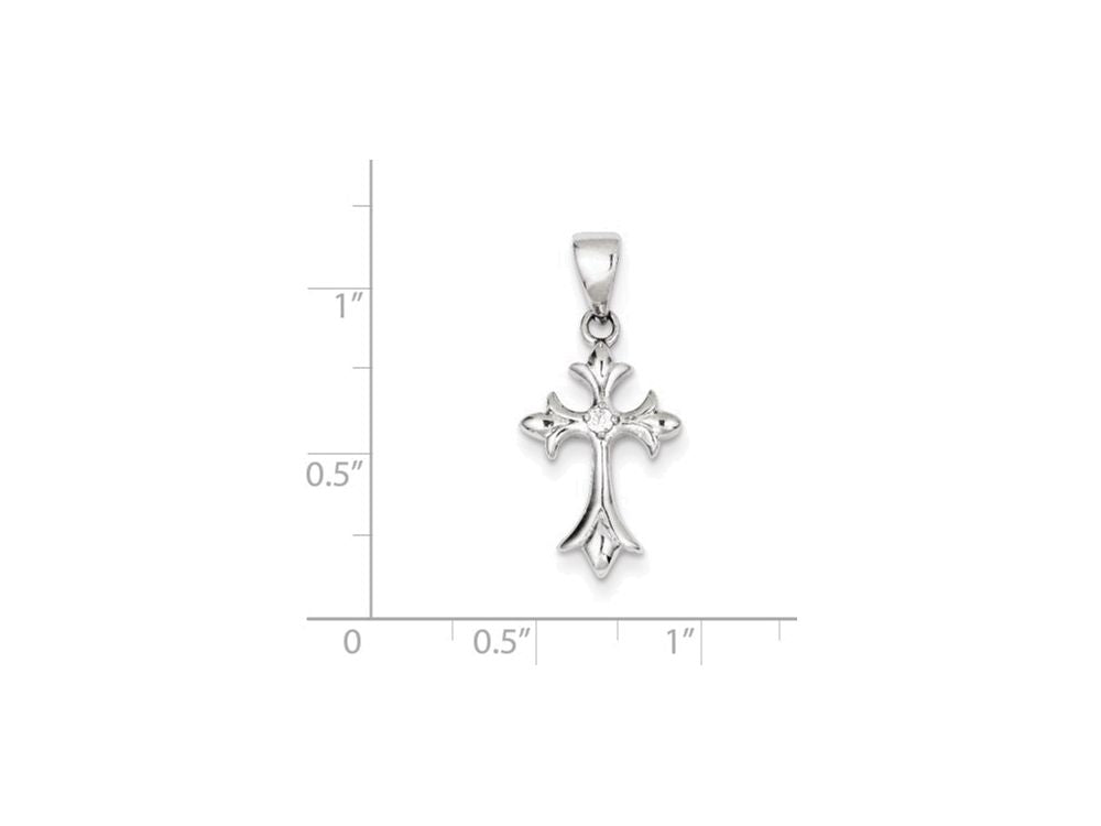 FJC Finejewelers Sterling Silver Cubic Zirconia Cross Pendant Necklace - Chain Included