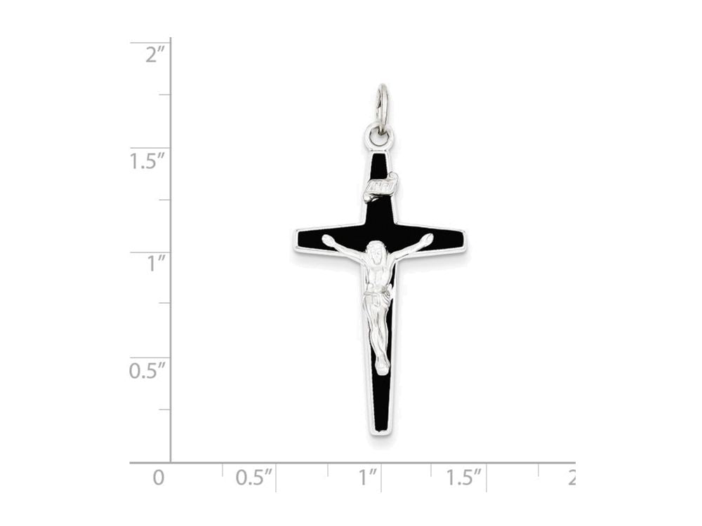 FJC Finejewelers Sterling Silver Enameled Crucifix Pendant Necklace - Chain Included