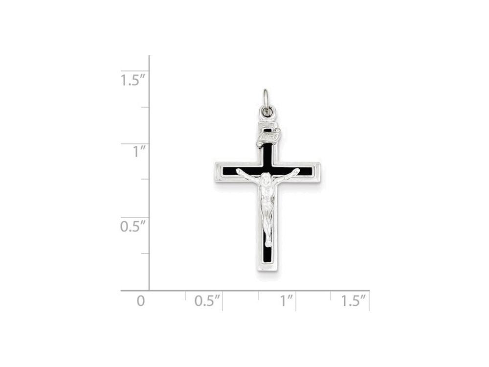 FJC Finejewelers Sterling Silver Enameled Crucifix Pendant Necklace - Chain Included