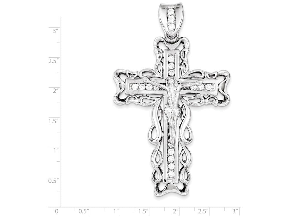 FJC Finejewelers Sterling Silver Cubic Zirconia Crucifix Pendant Necklace - Chain Included