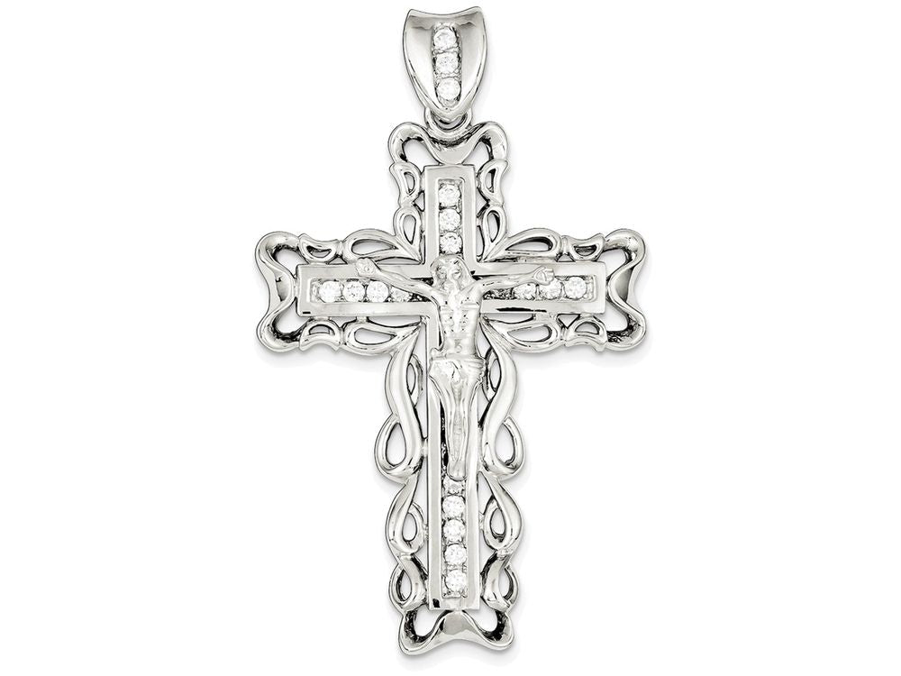 FJC Finejewelers Sterling Silver Cubic Zirconia Crucifix Pendant Necklace - Chain Included