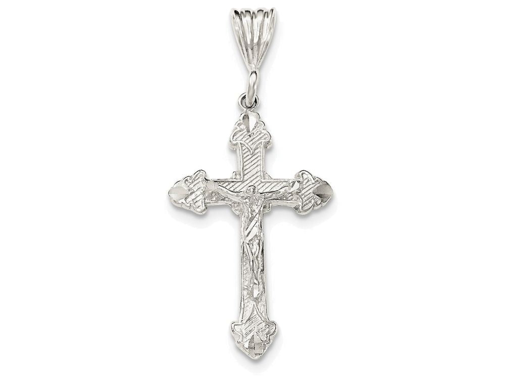 FJC Finejewelers Sterling Silver Bright-cut Crucifix Pendant Necklace - Chain Included