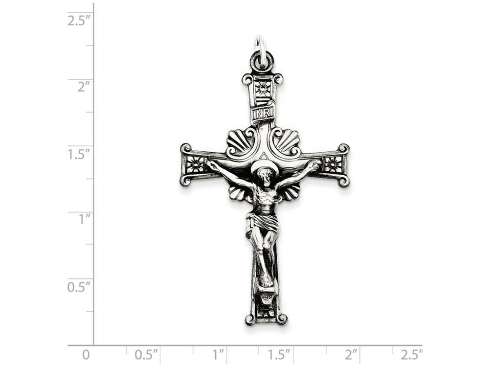 FJC Finejewelers Sterling Silver Antiqued Inri Crucifix Pendant Necklace - Chain Included