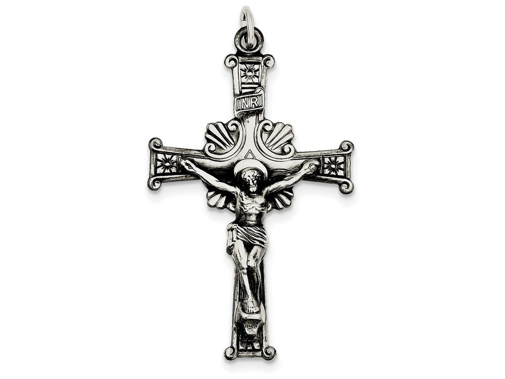 FJC Finejewelers Sterling Silver Antiqued Inri Crucifix Pendant Necklace - Chain Included