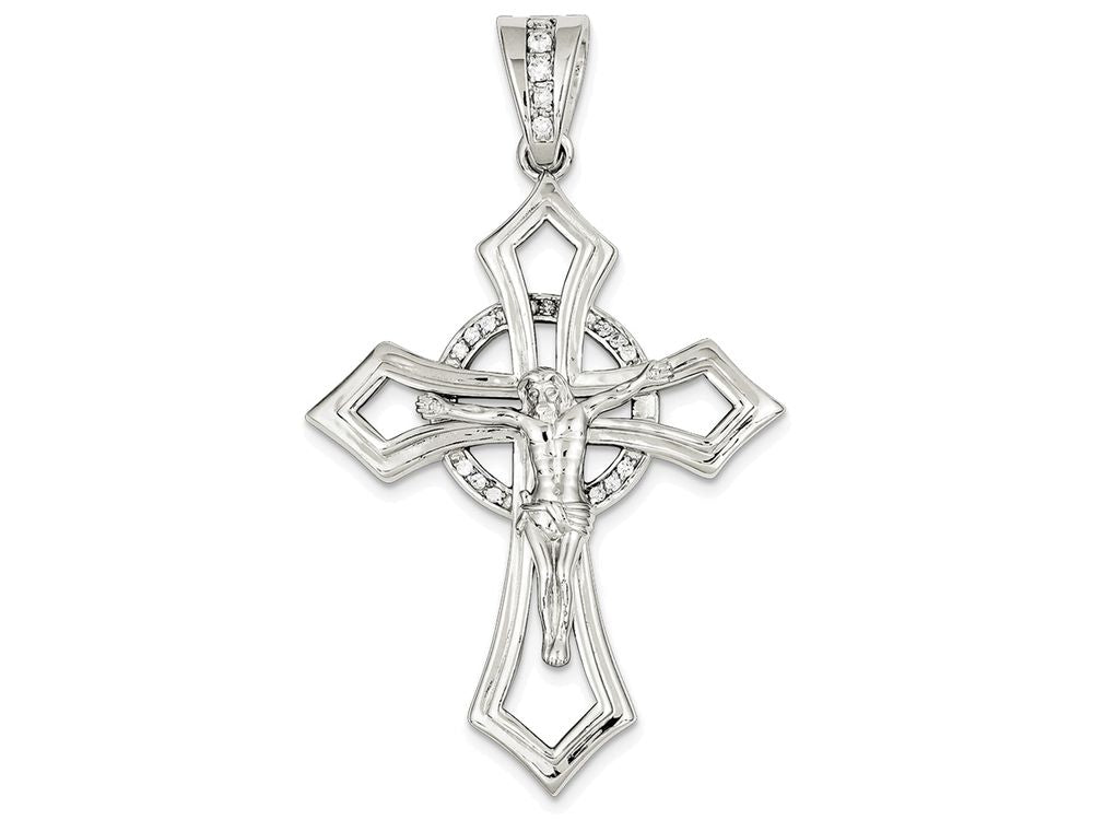 FJC Finejewelers Sterling Silver Cubic Zirconia Crucifix Pendant Necklace - Chain Included