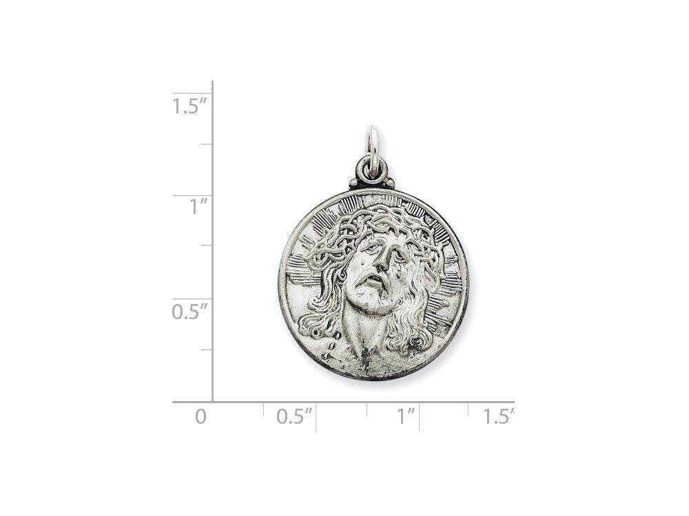 FJC Finejewelers Sterling Silver Antiqued Ecce Homo Medal Pendant Necklace - Chain Included - Chain Included