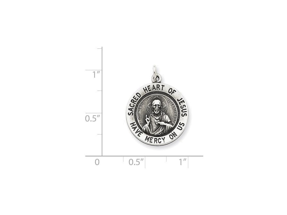 FJC Finejewelers Sterling Silver Sacred Heart Of Jesus Medal Pendant Necklace - Chain Included