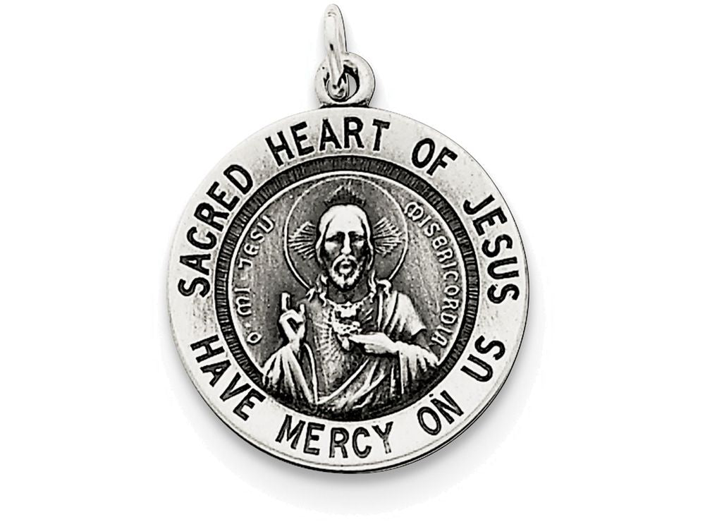 FJC Finejewelers Sterling Silver Sacred Heart Of Jesus Medal Pendant Necklace - Chain Included