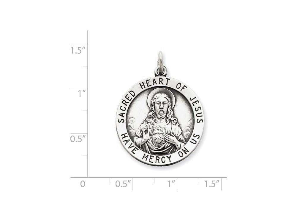 FJC Finejewelers Sterling Silver Sacred Heart Of Jesus Medal Pendant Necklace - Chain Included