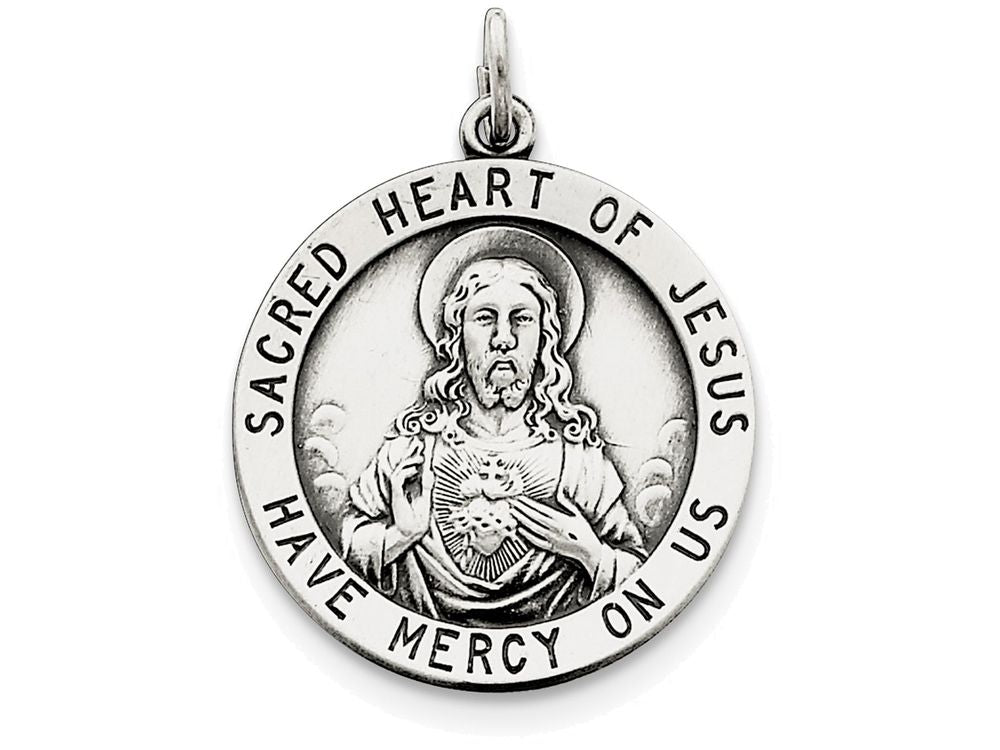 FJC Finejewelers Sterling Silver Sacred Heart Of Jesus Medal Pendant Necklace - Chain Included