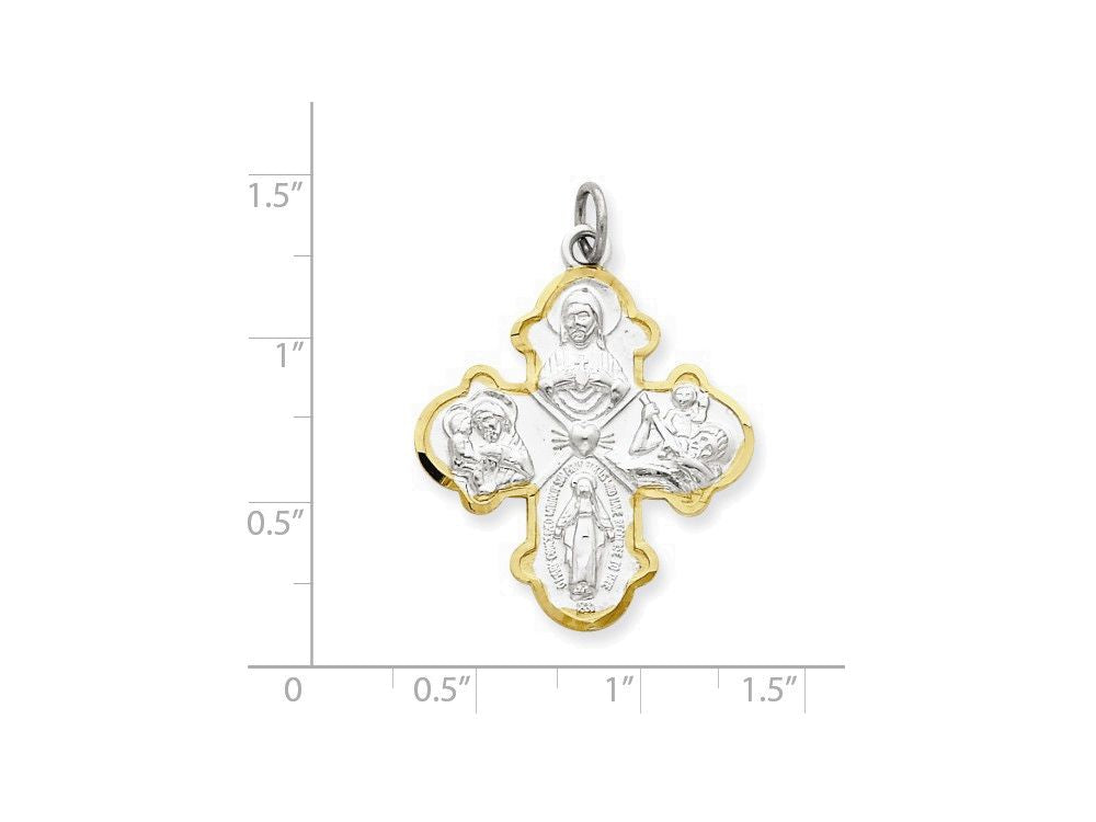 FJC Finejewelers Sterling Silver 4-way Medal Pendant Necklace - Chain Included