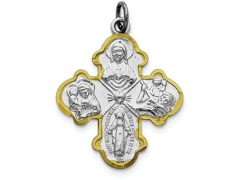 FJC Finejewelers Sterling Silver 4-way Medal Pendant Necklace - Chain Included