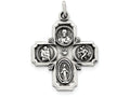 FJC Finejewelers Sterling Silver Antiqued 4-way Medal Pendant Necklace - Chain Included