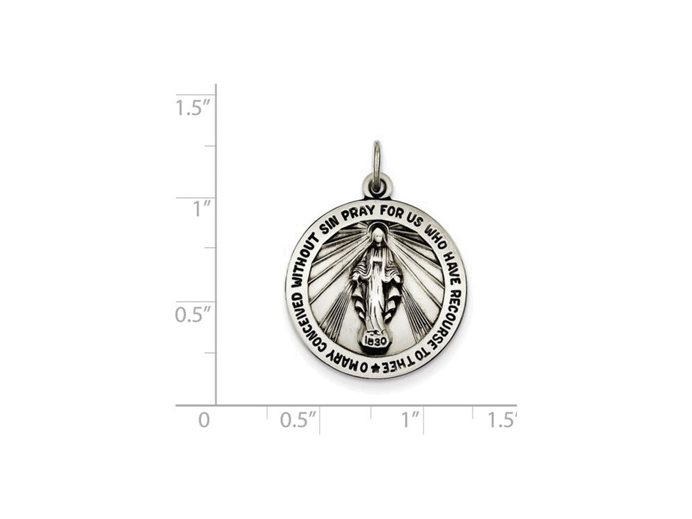 FJC Finejewelers Sterling Silver Antiqued Miraculous Medal Pendant Necklace - Chain Included