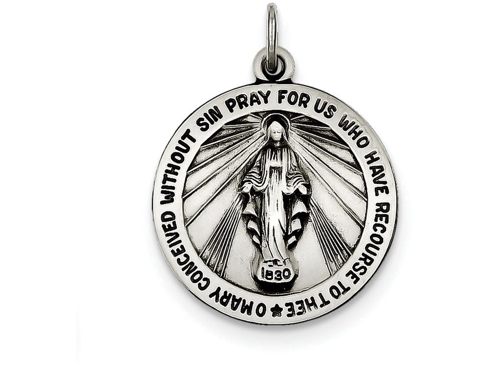 FJC Finejewelers Sterling Silver Antiqued Miraculous Medal Pendant Necklace - Chain Included