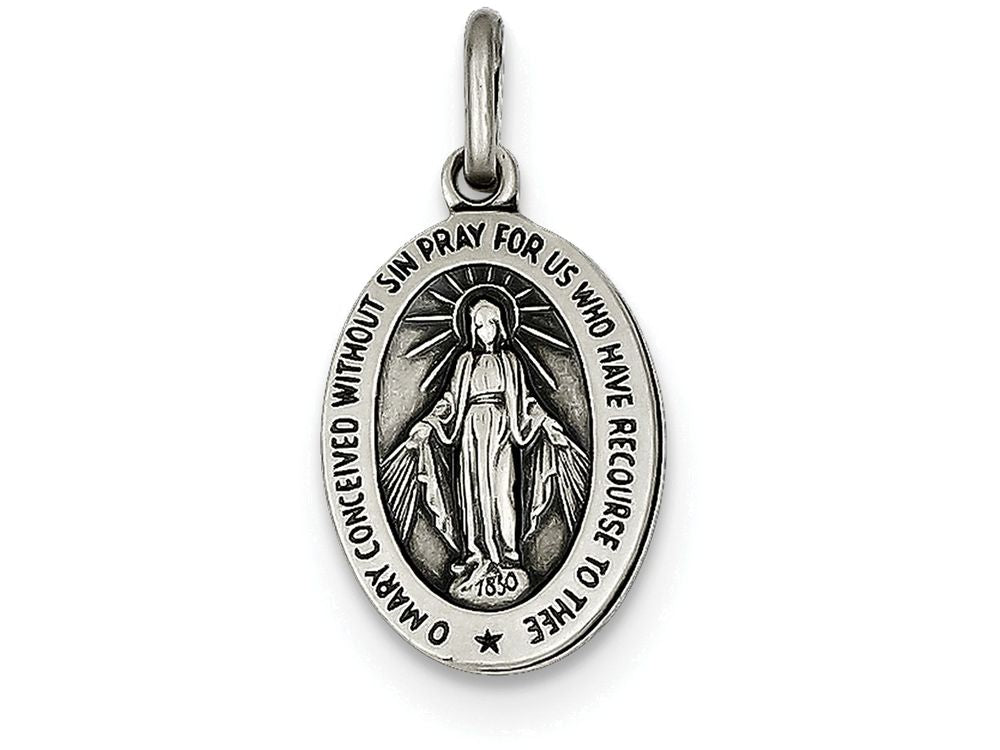FJC Finejewelers Sterling Silver Antiqued Miraculous Medal Pendant Necklace - Chain Included