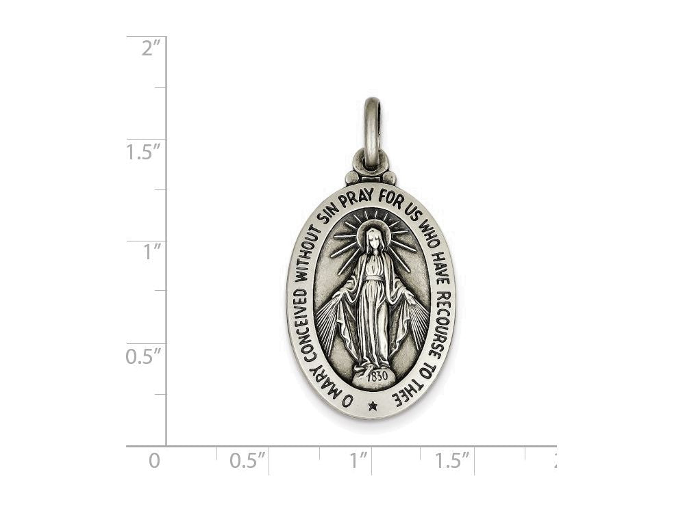 FJC Finejewelers Sterling Silver Antiqued Miraculous Medal Pendant Necklace - Chain Included