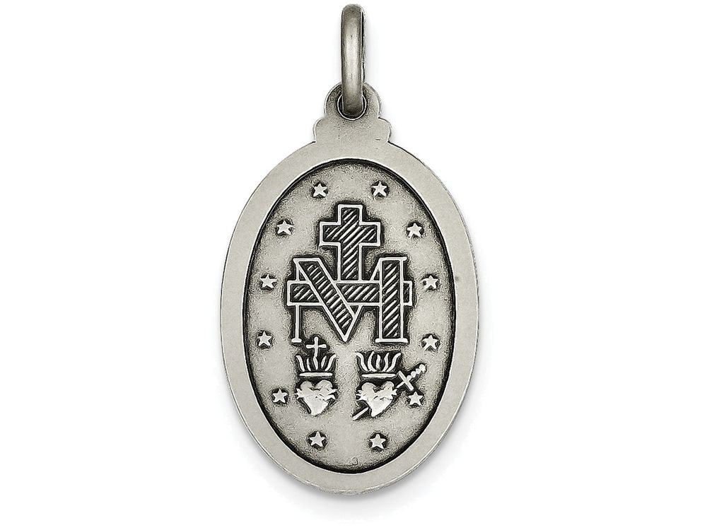 FJC Finejewelers Sterling Silver Antiqued Miraculous Medal Pendant Necklace - Chain Included