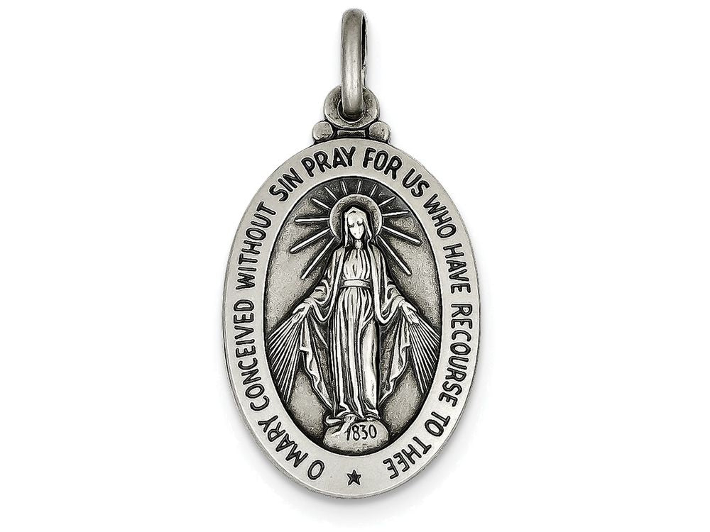 FJC Finejewelers Sterling Silver Antiqued Miraculous Medal Pendant Necklace - Chain Included