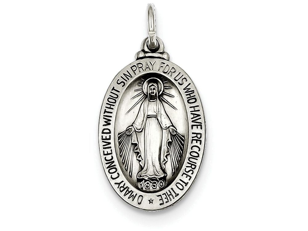 FJC Finejewelers Sterling Silver Antiqued Miraculous Medal Pendant Necklace - Chain Included