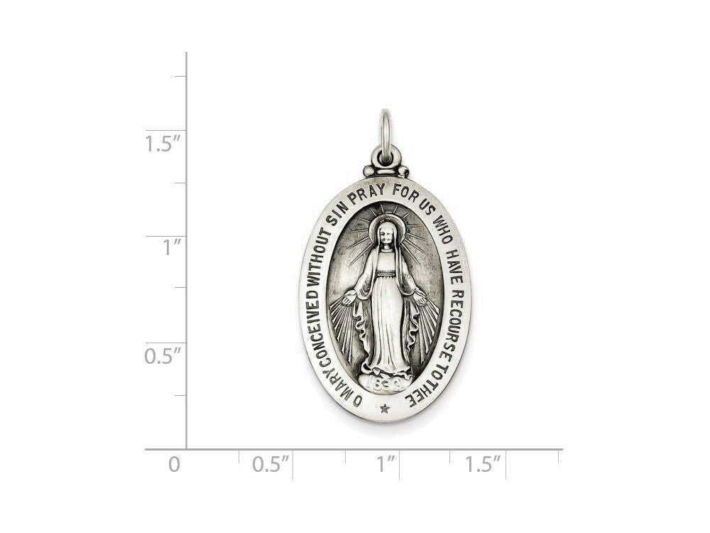 FJC Finejewelers Sterling Silver Antiqued Miraculous Medal Pendant Necklace - Chain Included
