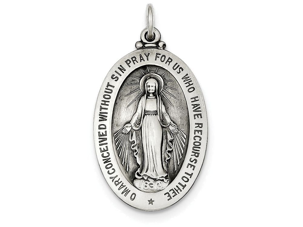 FJC Finejewelers Sterling Silver Antiqued Miraculous Medal Pendant Necklace - Chain Included