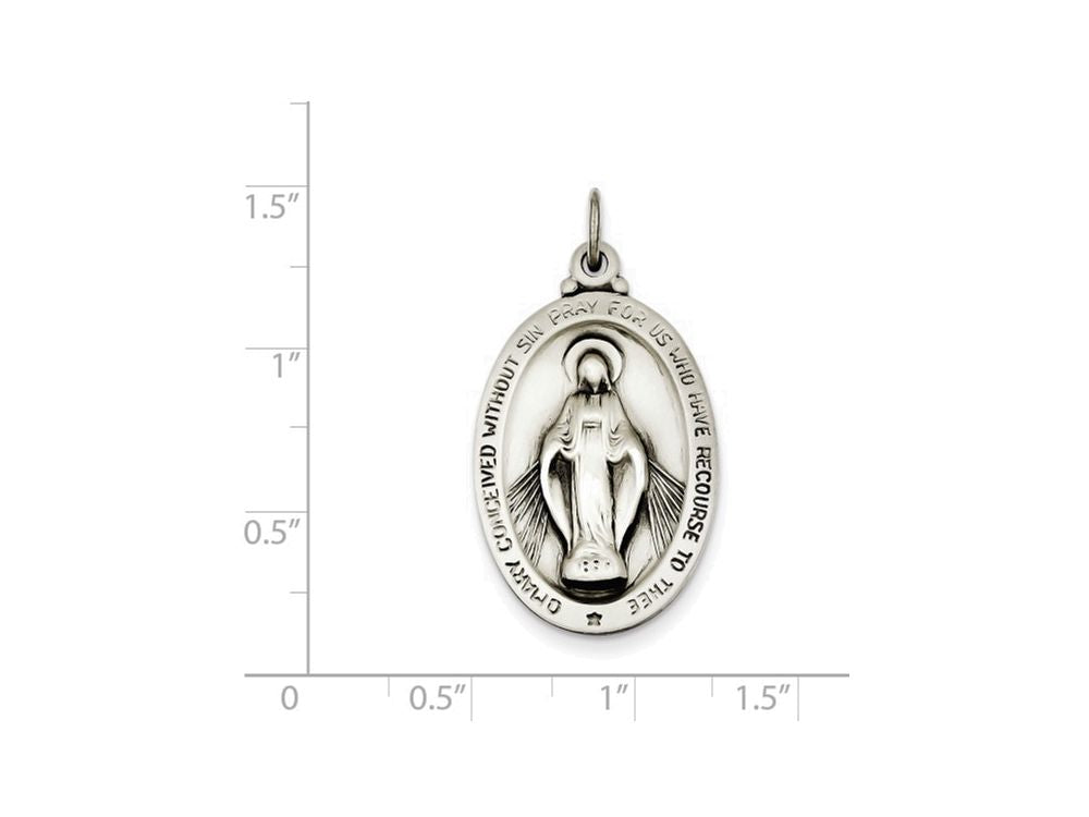 FJC Finejewelers Sterling Silver Antiqued Miraculous Medal Pendant Necklace - Chain Included