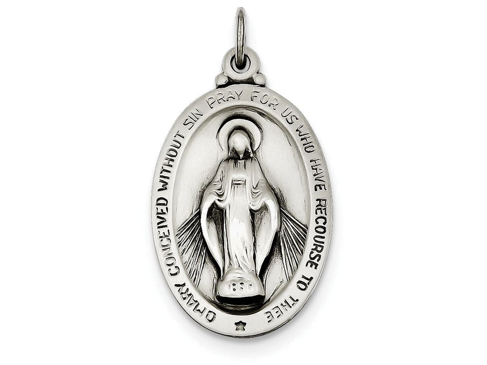 FJC Finejewelers Sterling Silver Antiqued Miraculous Medal Pendant Necklace - Chain Included