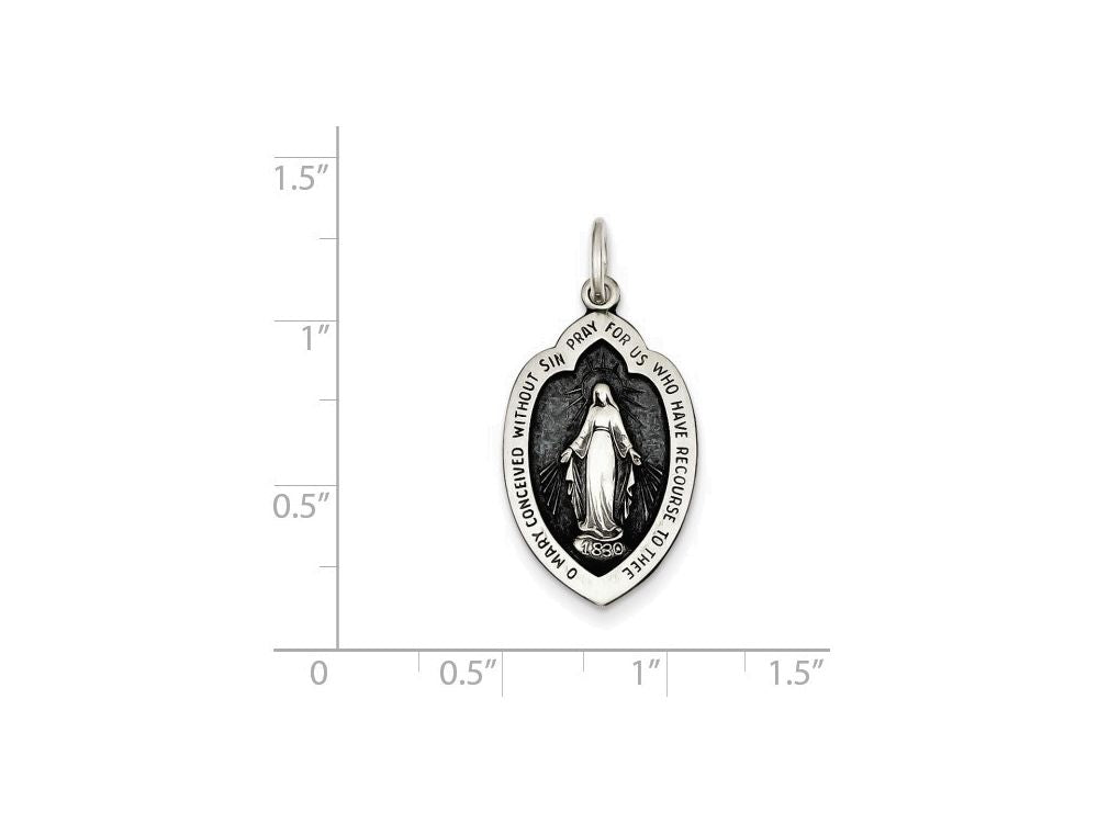 FJC Finejewelers Sterling Silver Antiqued Miraculous Medal Pendant Necklace - Chain Included