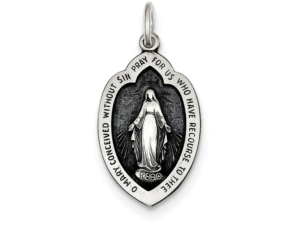 FJC Finejewelers Sterling Silver Antiqued Miraculous Medal Pendant Necklace - Chain Included