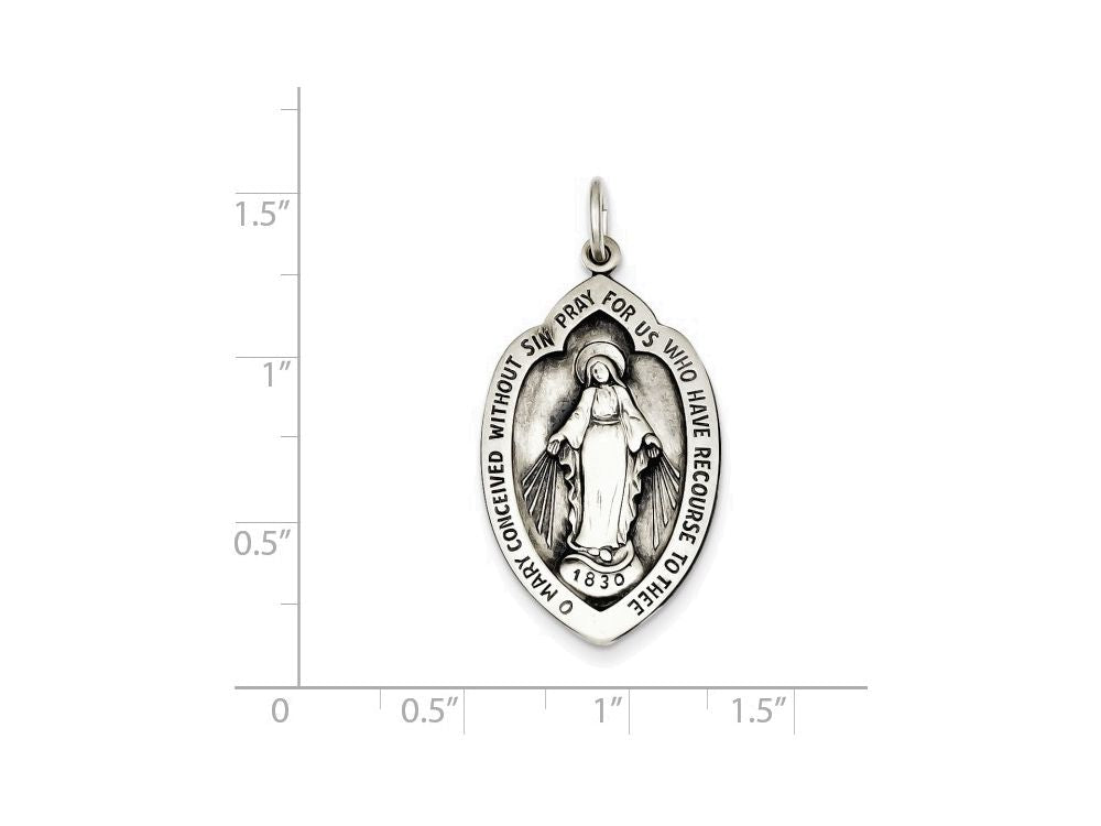 FJC Finejewelers Sterling Silver Antiqued Miraculous Medal Pendant Necklace - Chain Included