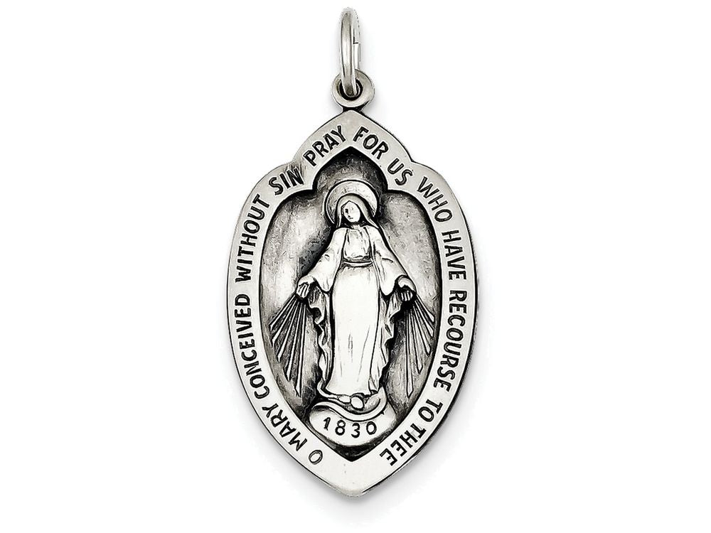 FJC Finejewelers Sterling Silver Antiqued Miraculous Medal Pendant Necklace - Chain Included