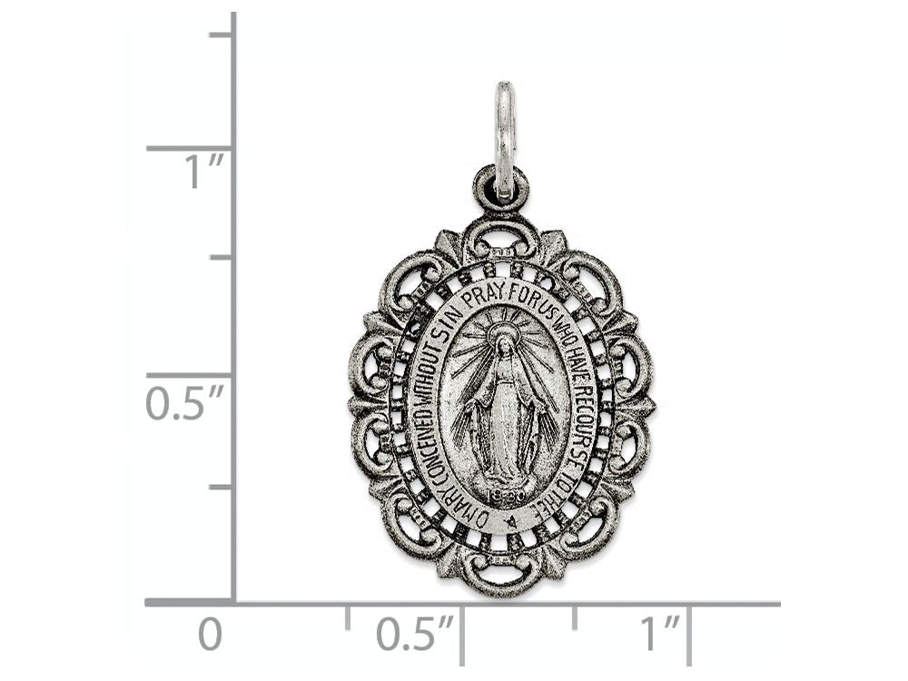 FJC Finejewelers Sterling Silver Antiqued Miraculous Medal Pendant Necklace - Chain Included