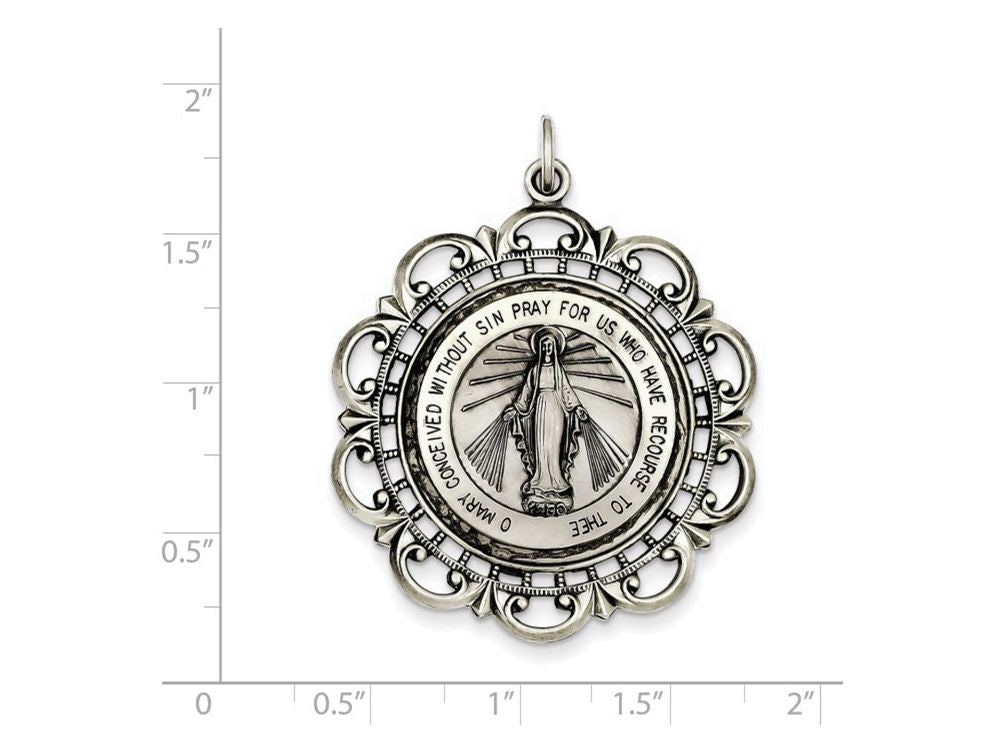 FJC Finejewelers Sterling Silver Antiqued Miraculous Medal Pendant Necklace - Chain Included