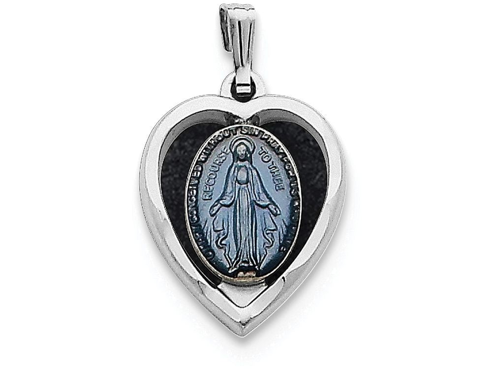 FJC Finejewelers Sterling Silver Miraculous Heart Medal Pendant Necklace - Chain Included