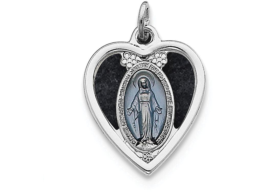 FJC Finejewelers Sterling Silver Miraculous Heart Medal Pendant Necklace - Chain Included