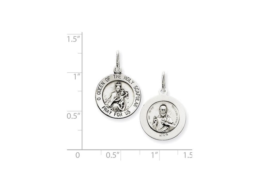 FJC Finejewelers Sterling Silver Queen Of The Holy Scapular Medal Pendant Necklace - Chain Included