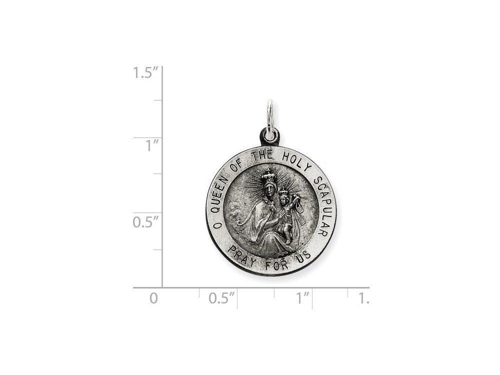 FJC Finejewelers Sterling Silver Queen Of The Holy Scapular Medal Pendant Necklace - Chain Included