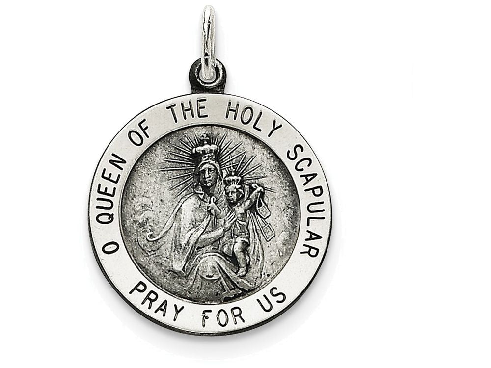 FJC Finejewelers Sterling Silver Queen Of The Holy Scapular Medal Pendant Necklace - Chain Included