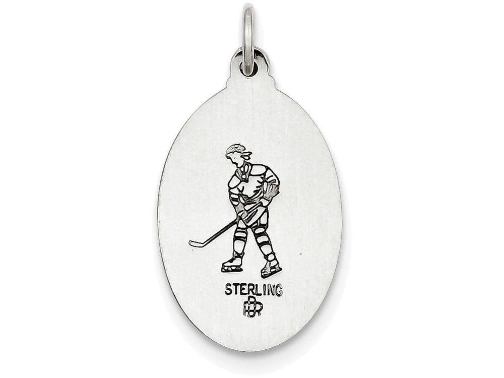 FJC Finejewelers Sterling Silver St. Christopher Hockey Medal Pendant Necklace - Chain Included