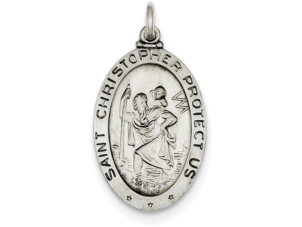 FJC Finejewelers Sterling Silver St. Christopher Hockey Medal Pendant Necklace - Chain Included