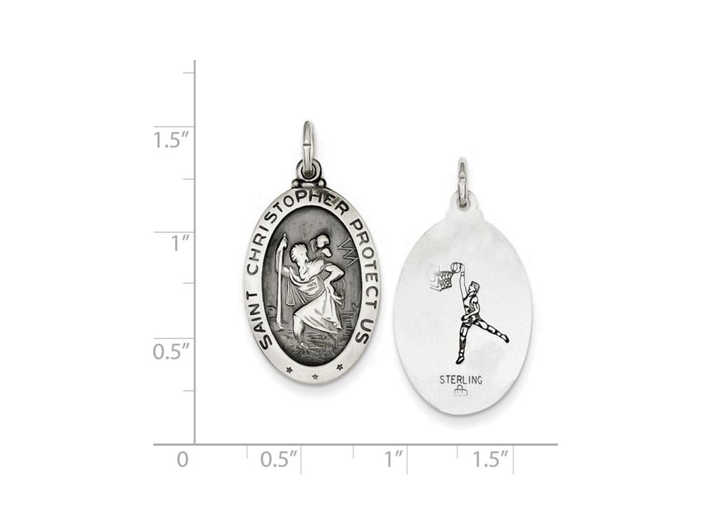 FJC Finejewelers Sterling Silver St. Christopher Basketball Medal Pendant Necklace - Chain Included