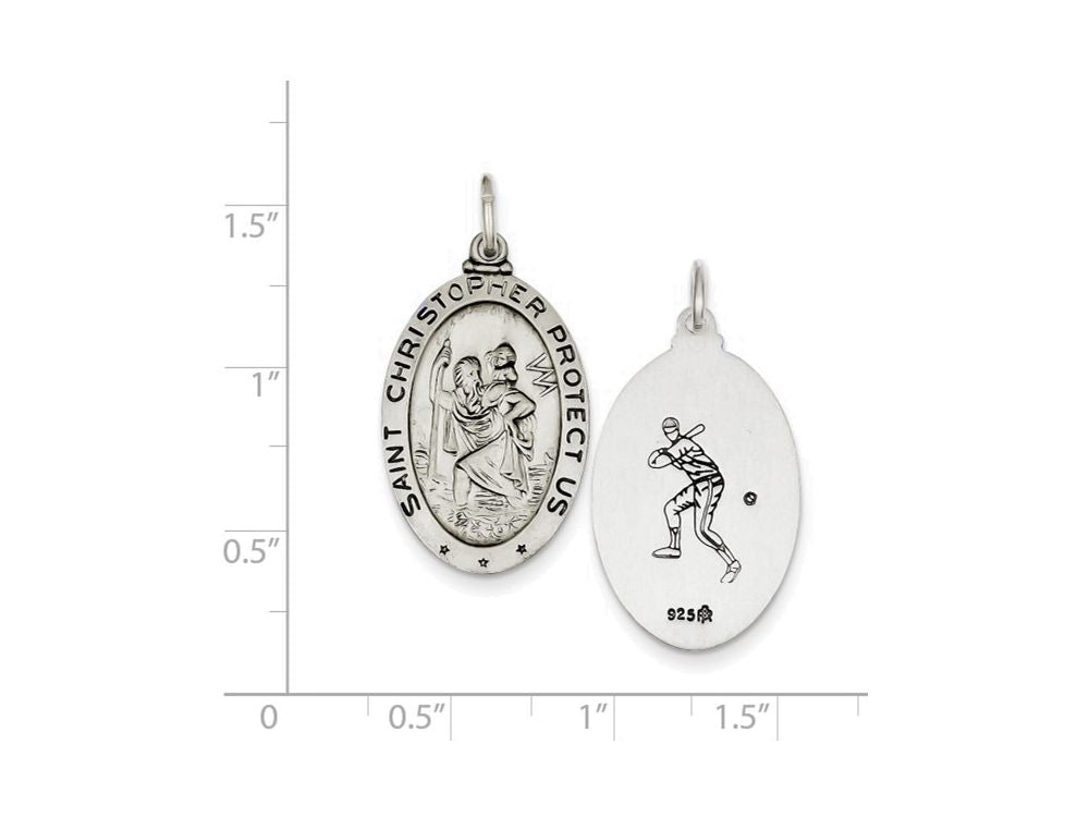 FJC Finejewelers Sterling Silver St. Christopher Baseball Medal Pendant Necklace - Chain Included