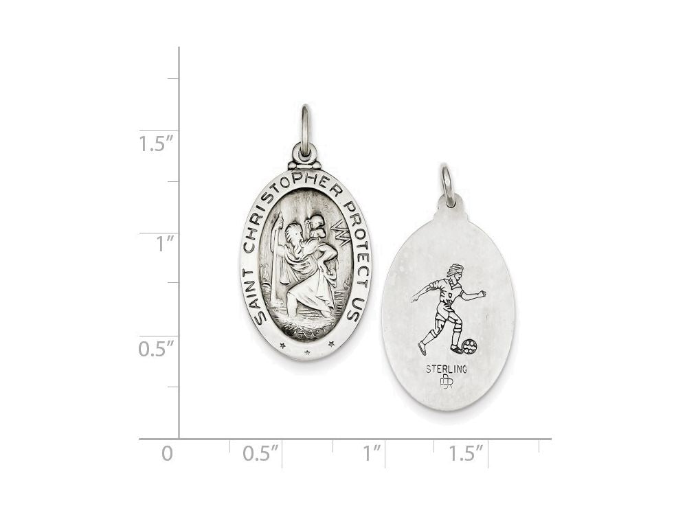 FJC Finejewelers Sterling Silver St.christopher Soccer Medal Pendant Necklace - Chain Included
