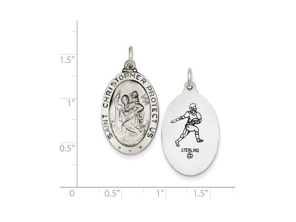 FJC Finejewelers Sterling Silver St.christopher Football Medal Pendant Necklace - Chain Included