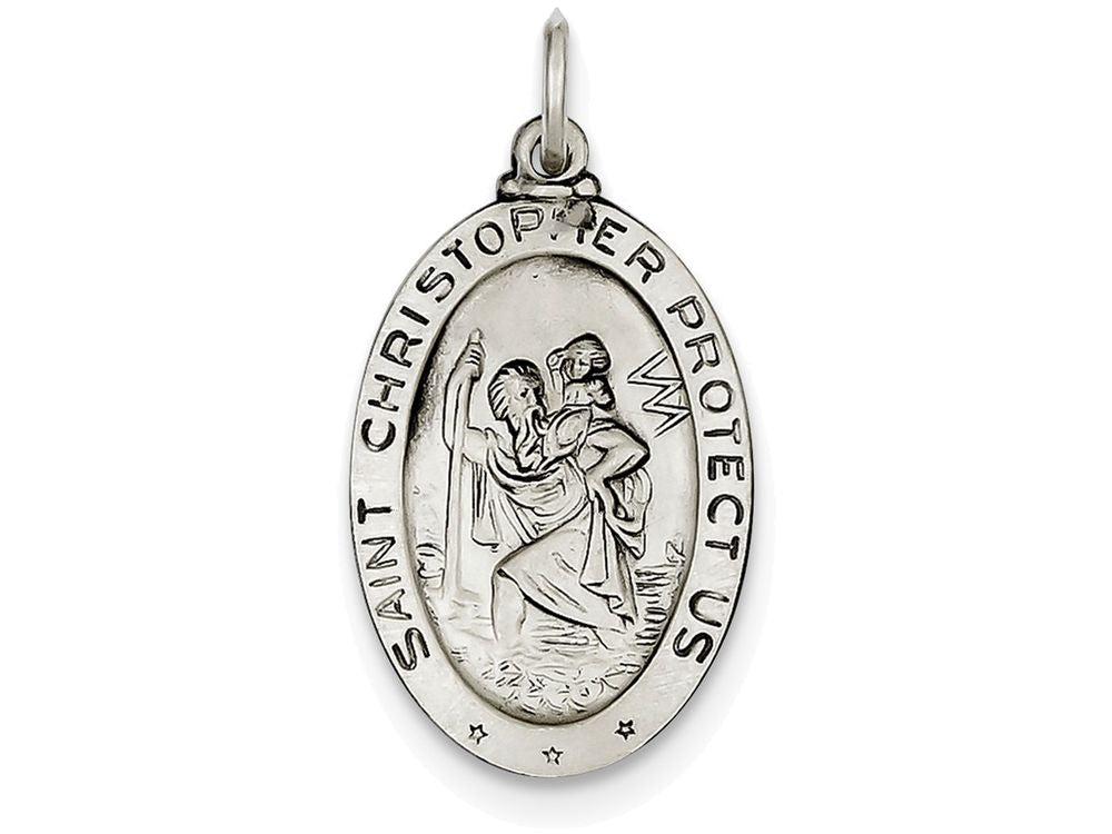 FJC Finejewelers Sterling Silver St.christopher Football Medal Pendant Necklace - Chain Included