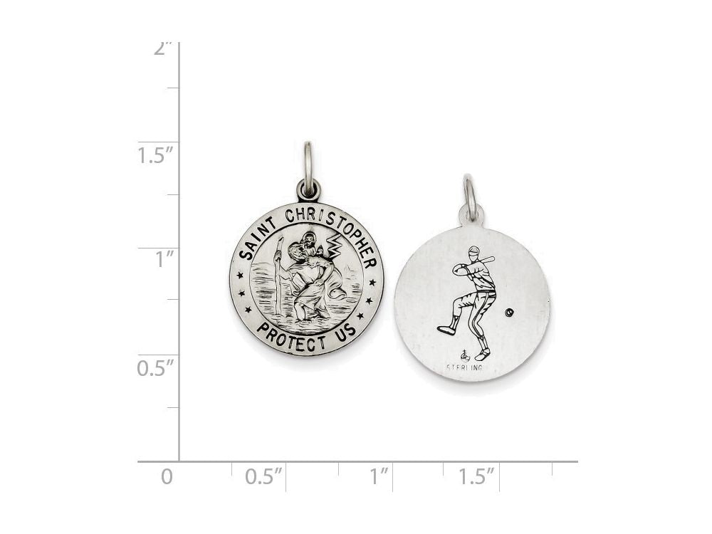FJC Finejewelers Sterling Silver St. Christopher Baseball Medal Pendant Necklace - Chain Included
