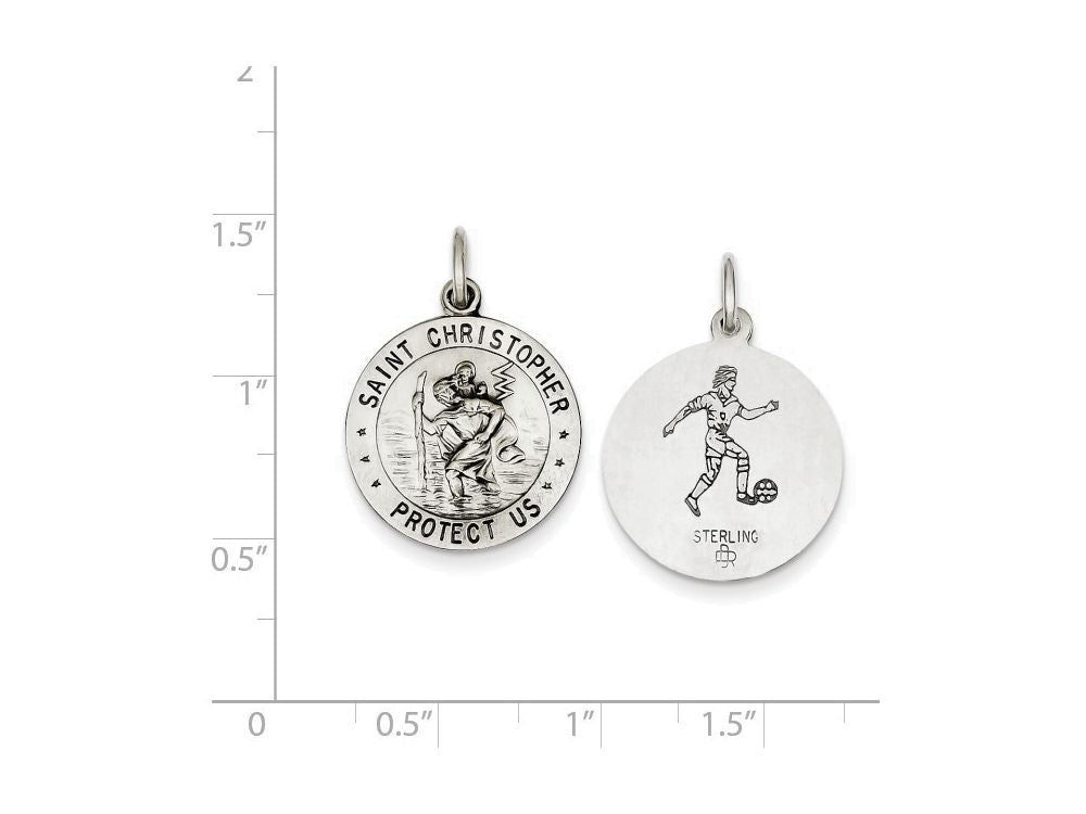FJC Finejewelers Sterling Silver St. Christopher Soccer Medal Pendant Necklace - Chain Included