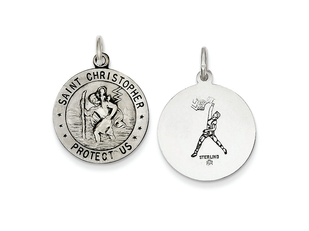 FJC Finejewelers Sterling Silver St. Christopher Basketball Medal Pendant Necklace - Chain Included