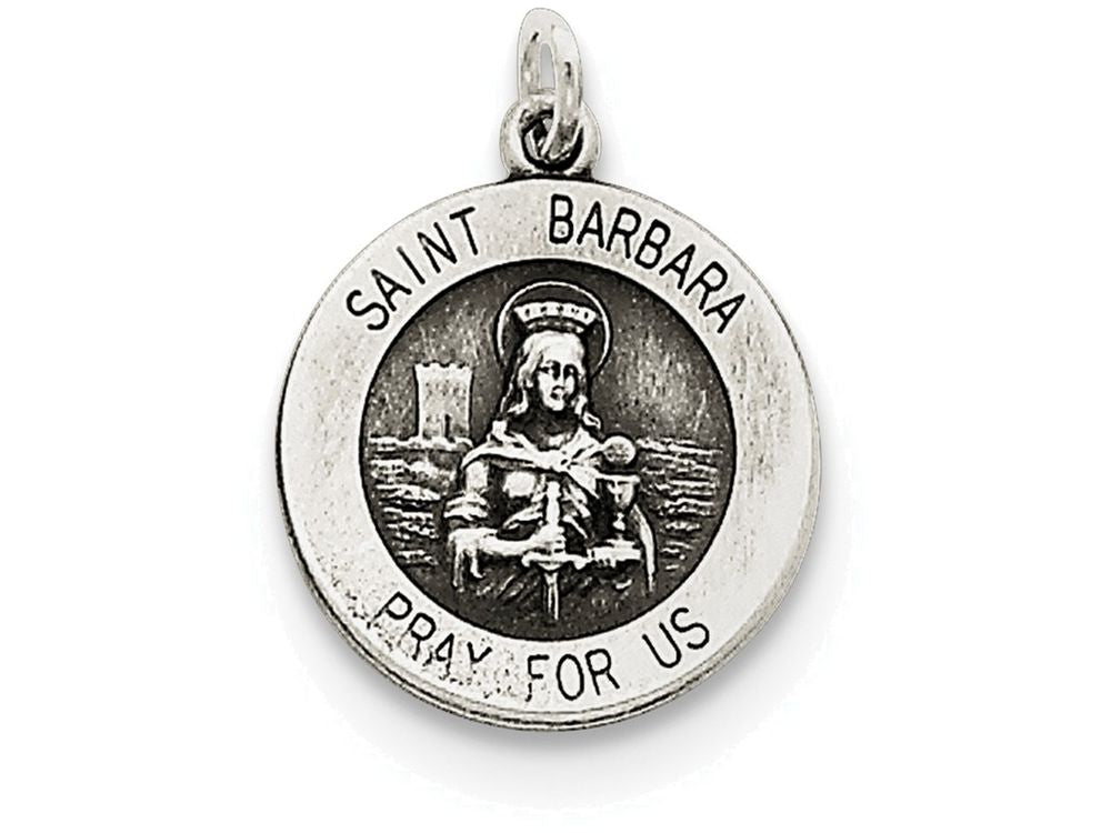 FJC Finejewelers Sterling Silver Antiqued Saint Barbara Medal Pendant Necklace - Chain Included